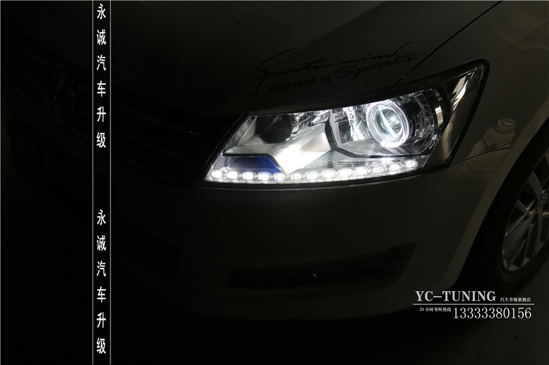 【永誠汽車】石家莊新桑塔納改燈，Q5小糸透鏡+巖崎D2H 5500氙氣燈+天使眼+LED日行燈