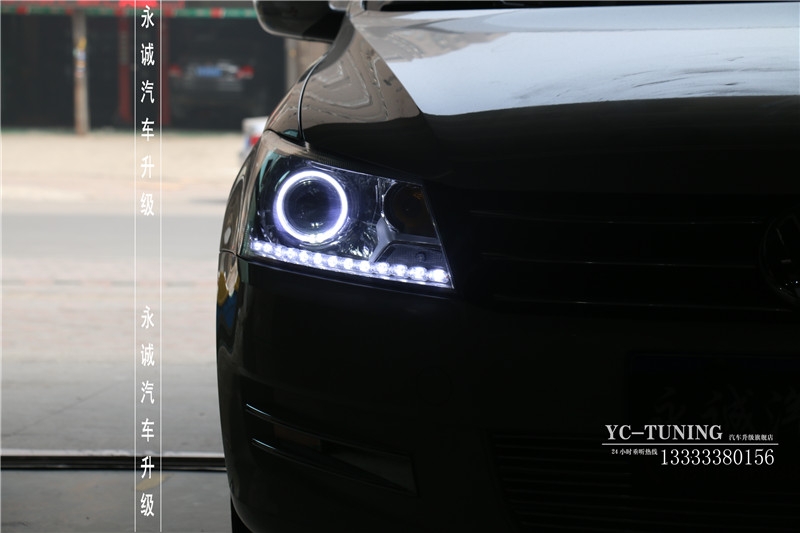 【永誠汽車】石家莊新桑塔納改燈，Q5小糸透鏡+巖崎D2H 5500氙氣燈+天使眼+LED日行燈