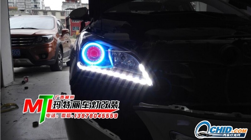 現(xiàn)代名圖升級Q5雙光透鏡+天使眼+淚燈+惡魔眼-瑪特麗車燈改裝提供分享