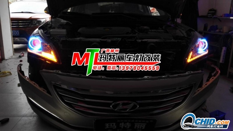 現(xiàn)代名圖升級Q5雙光透鏡+天使眼+淚燈+惡魔眼-瑪特麗車燈改裝提供分享