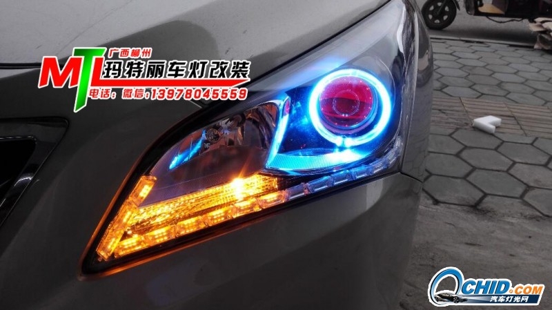 現(xiàn)代名圖升級Q5雙光透鏡+天使眼+淚燈+惡魔眼-瑪特麗車燈改裝提供分享