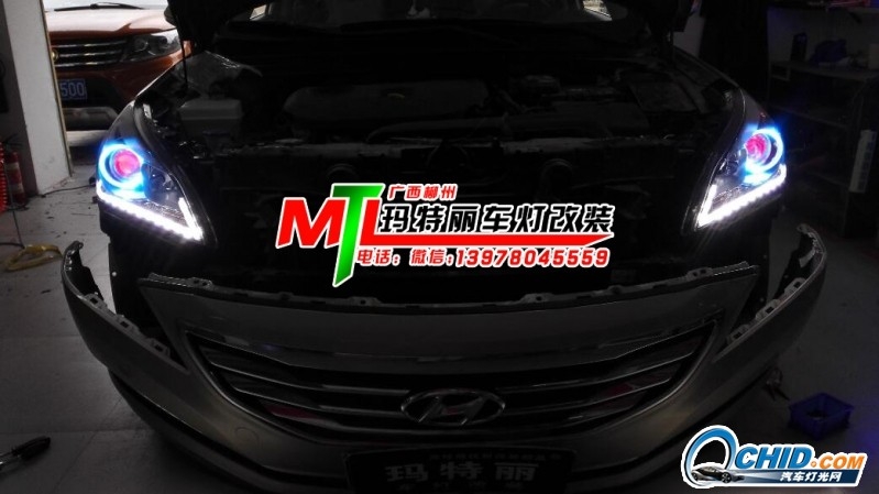 現(xiàn)代名圖升級Q5雙光透鏡+天使眼+淚燈+惡魔眼-瑪特麗車燈改裝提供分享