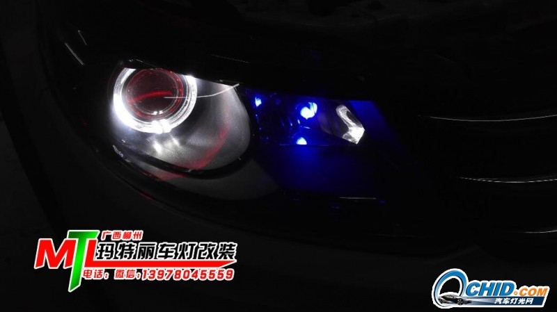 景逸X5升級豪華大燈Q5透鏡+天使眼+惡魔眼-瑪特麗車燈改裝提供方案