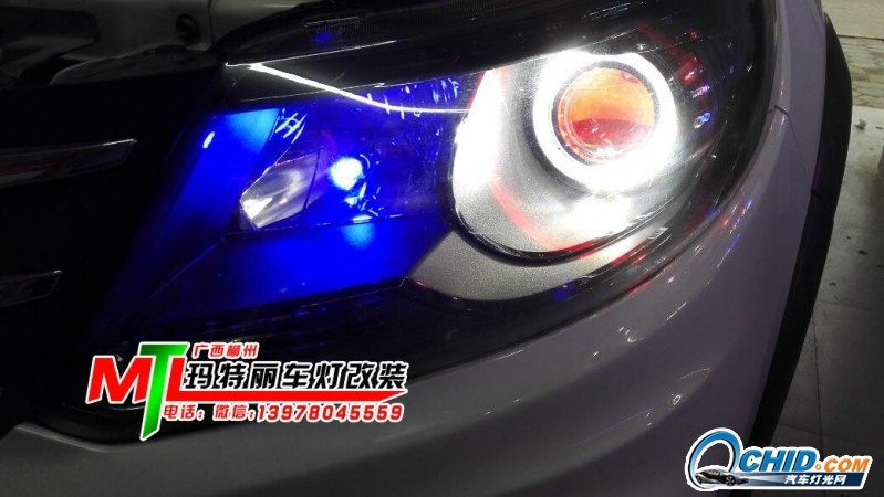景逸X5升級豪華大燈Q5透鏡+天使眼+惡魔眼-瑪特麗車燈改裝提供方案