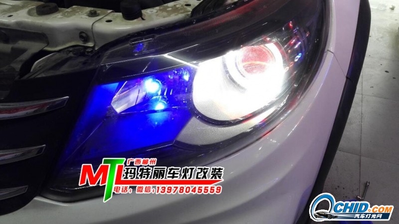 景逸X5升級豪華大燈Q5透鏡+天使眼+惡魔眼-瑪特麗車燈改裝提供方案