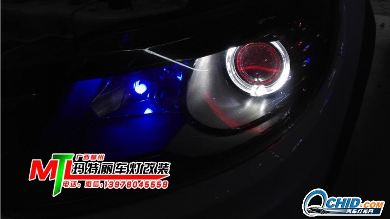 景逸X5升級豪華大燈Q5透鏡+天使眼+惡魔眼-瑪特麗車燈改裝提供方案