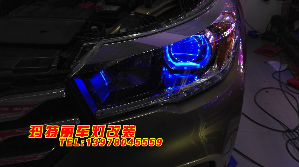 玛特丽车灯改装升级广汽传祺GS4豪华大灯+蓝色恶魔眼