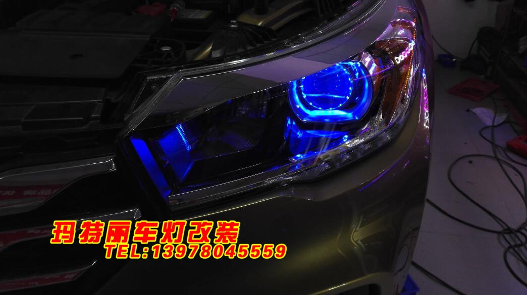 瑪特麗車燈改裝升級(jí)廣汽傳祺GS4豪華大燈+藍(lán)色惡魔眼