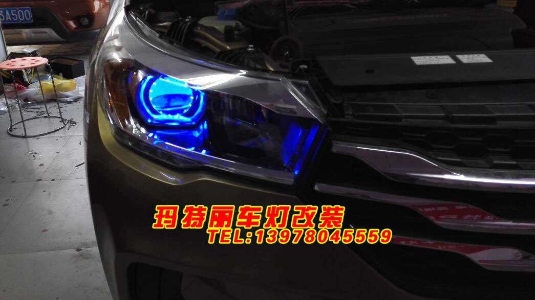 玛特丽车灯改装升级广汽传祺GS4豪华大灯+蓝色恶魔眼