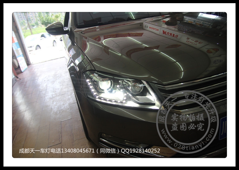 成都邁騰車燈改裝升級(jí)高配LED日行燈海拉雙光透鏡歐司朗氙氣燈
