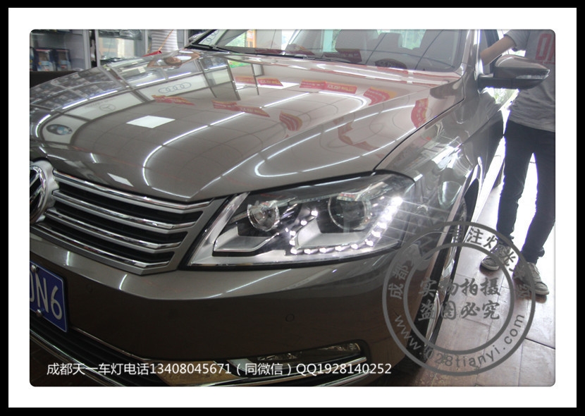 成都邁騰車燈改裝升級(jí)高配LED日行燈海拉雙光透鏡歐司朗氙氣燈
