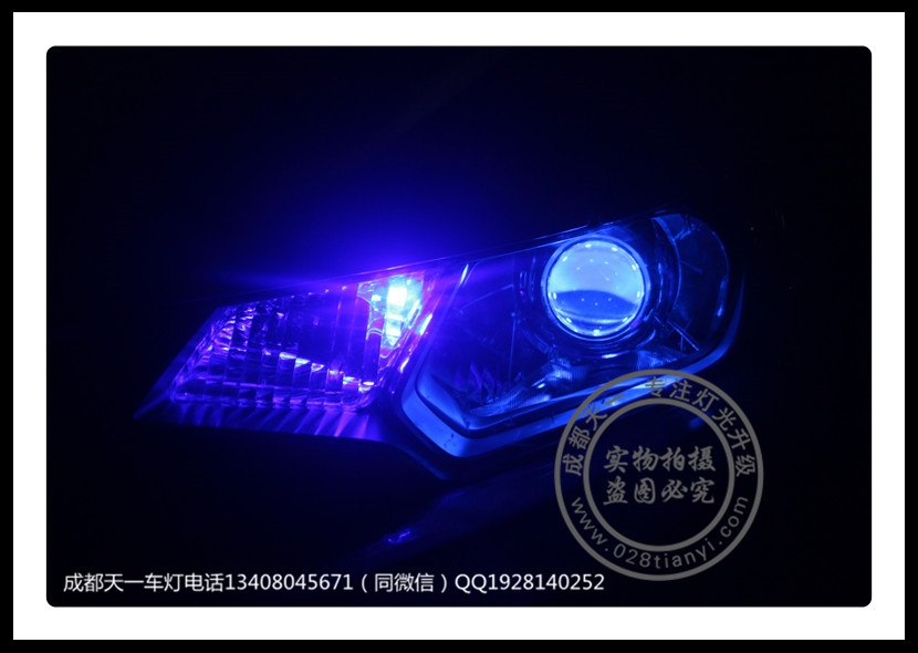 成都新飛度車燈改裝Q5雙光透鏡LED惡魔眼日行燈
