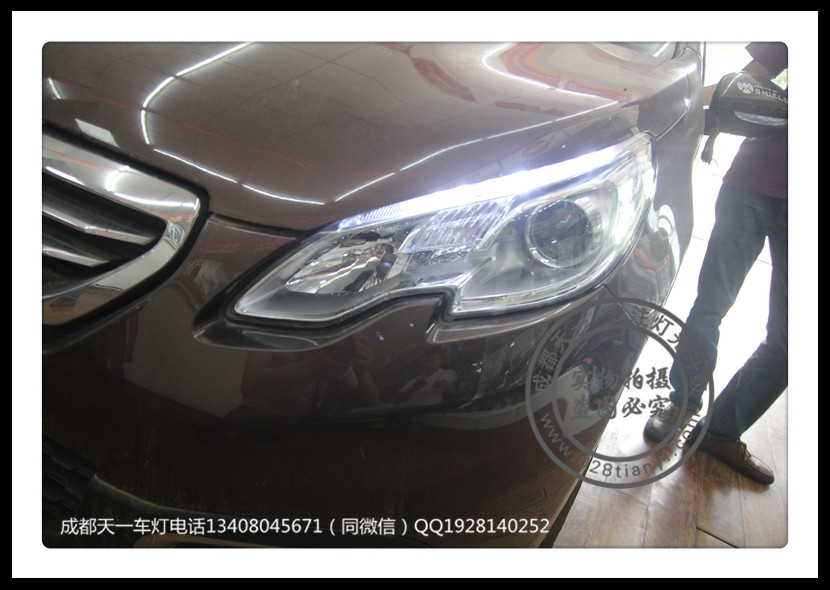成都標志改燈2008車燈改裝Q5透鏡氙氣燈LED惡魔眼日行燈