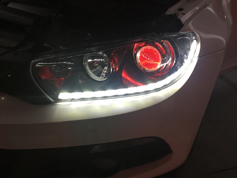 上海車燈改裝 大眾尚酷車燈升級(jí) 雙光透鏡 惡魔眼 雪萊特氙氣燈 日行燈
