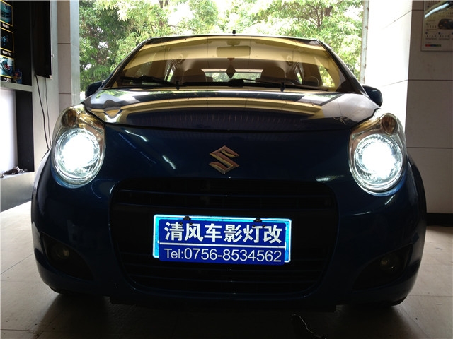 鈴木奧拓車燈升級(jí) Q5雙氙透鏡 LED寶馬光導(dǎo)天使眼改裝——清風(fēng)車影燈改