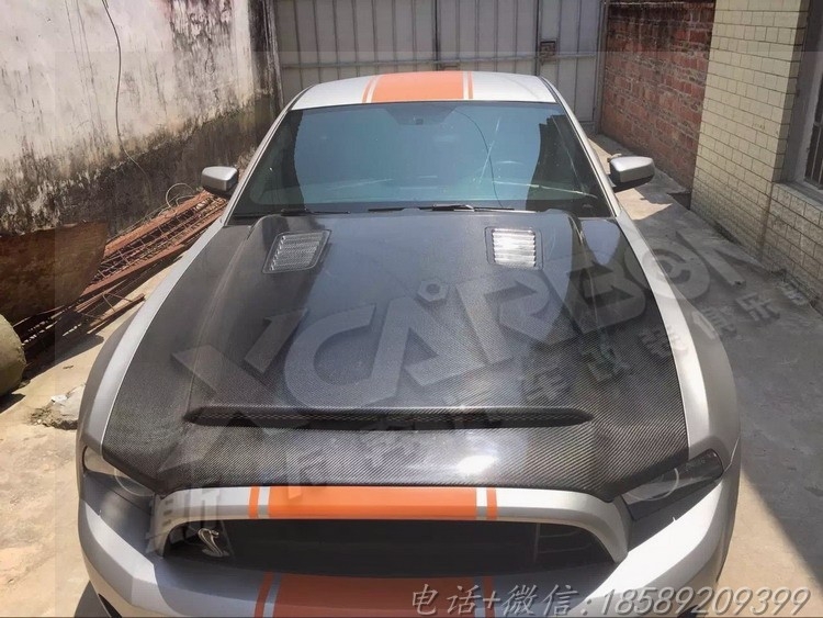 老款野馬GT500改裝碳纖維輕量化開孔引擎蓋尾箱蓋鴨尾翼全套包圍