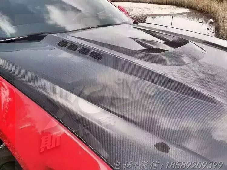 14-15新款野馬Mustang改裝碳纖維樹脂開孔引擎蓋