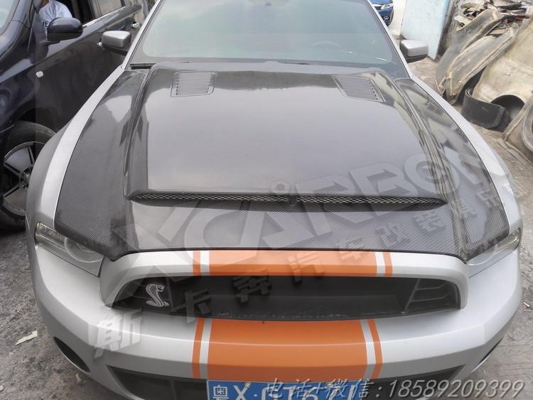 老款野馬GT500改裝碳纖維輕量化開孔引擎蓋尾箱蓋鴨尾翼全套包圍