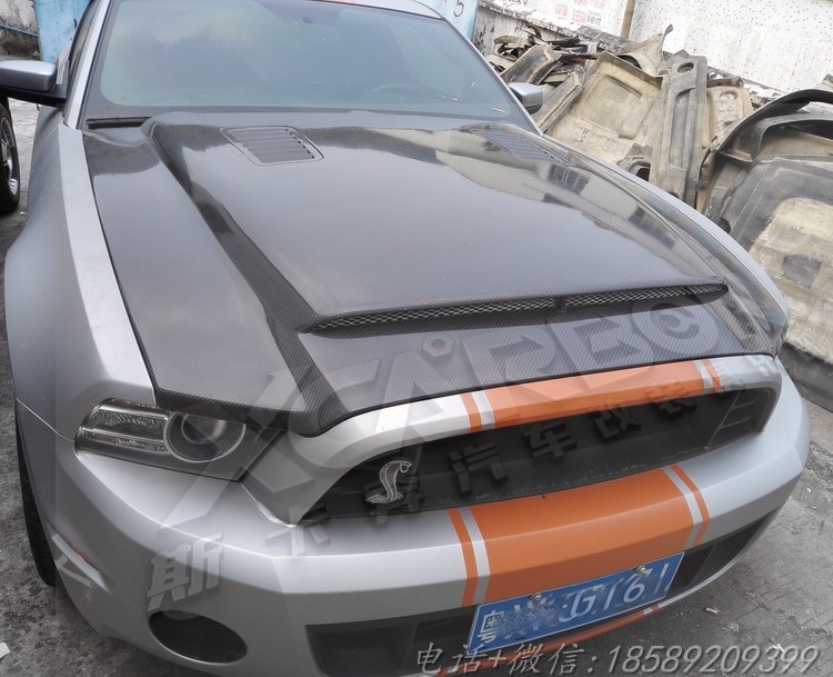 老款野馬GT500改裝碳纖維輕量化開孔引擎蓋尾箱蓋鴨尾翼全套包圍