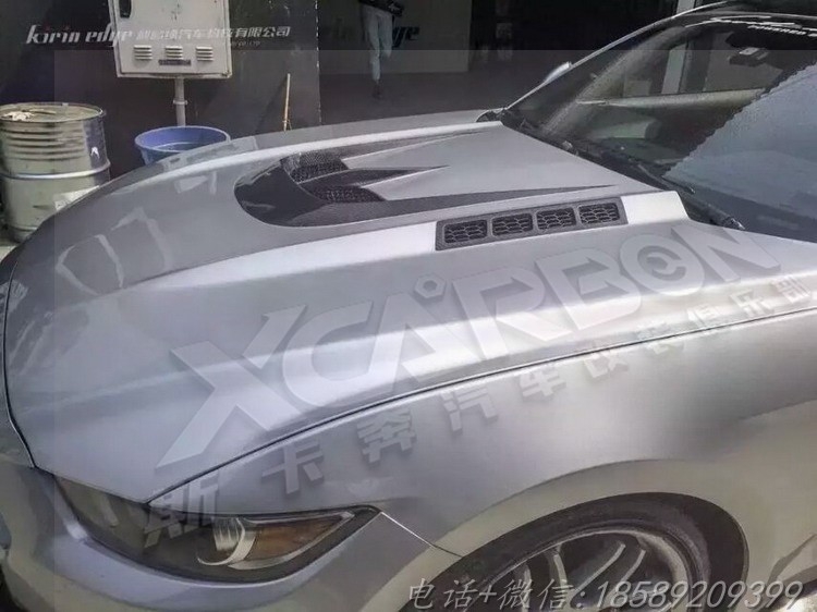14-15新款野馬Mustang改裝碳纖維樹脂開孔引擎蓋