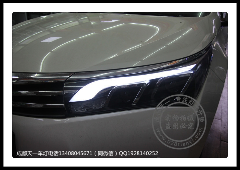 成都卡羅拉車(chē)燈改裝日行燈總成成都天一車(chē)燈卡羅拉大燈改裝