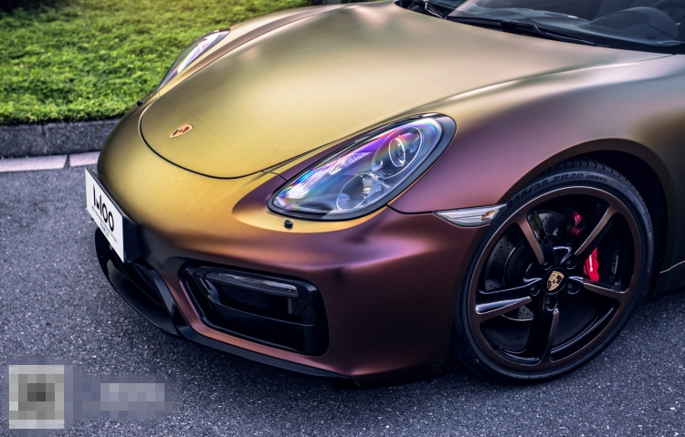 WOO特效電光金屬紅金（保時(shí)捷boxster GTS車身改色貼膜案例）