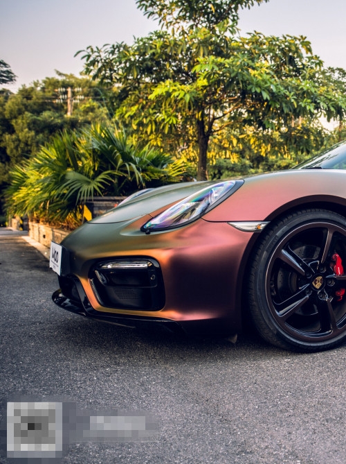 WOO特效電光金屬紅金（保時(shí)捷boxster GTS車身改色貼膜案例）