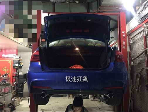 新款寶馬3系運動款改雙邊單出排氣管杭州汽車改裝店