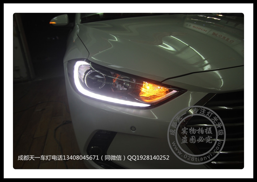 成都現(xiàn)代領(lǐng)動車燈改裝氙氣燈雙光透鏡LED日行燈成都天一