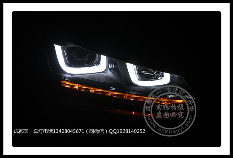 成都高爾夫7車燈改裝升級雙U日行燈總成海拉透鏡