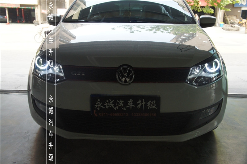 【永誠汽車】石家莊邢臺(tái)辛集實(shí)體改燈店，POLO改裝氙燈日行燈天使眼
