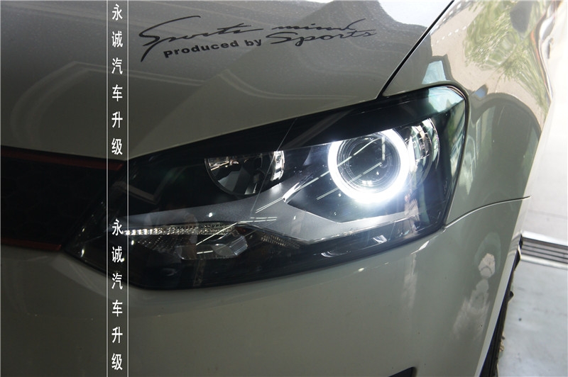 【永誠汽車】石家莊邢臺(tái)辛集實(shí)體改燈店，POLO改裝氙燈日行燈天使眼