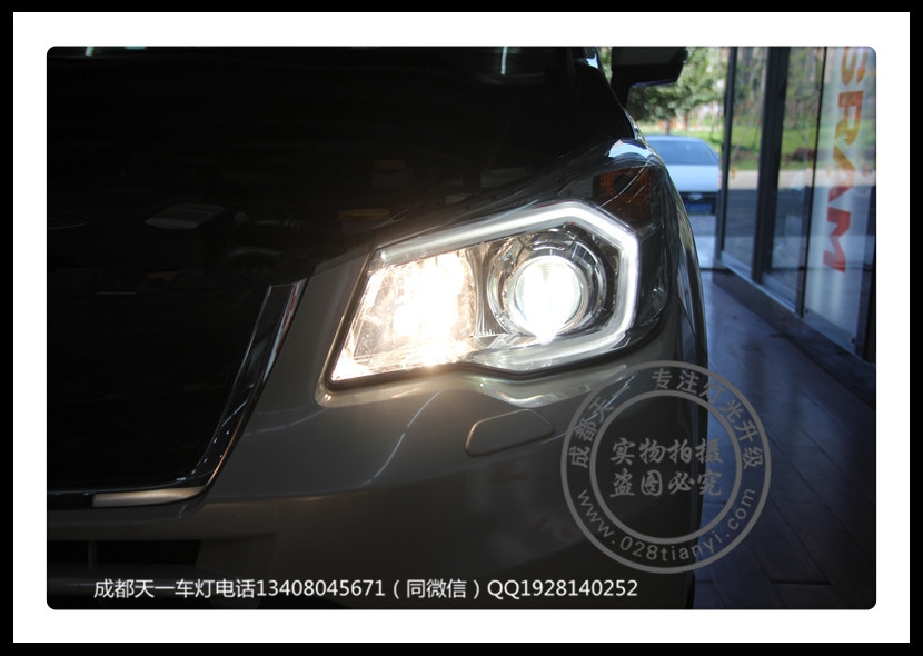 成都斯巴魯改燈車燈升級海拉5雙光透鏡歐司朗CBI氙氣燈