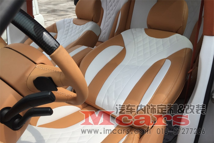 奧迪q5 棕白nappa真皮內(nèi)飾改裝