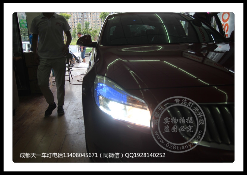 成都君威改裝Q5雙光透鏡LED日行燈惡魔眼