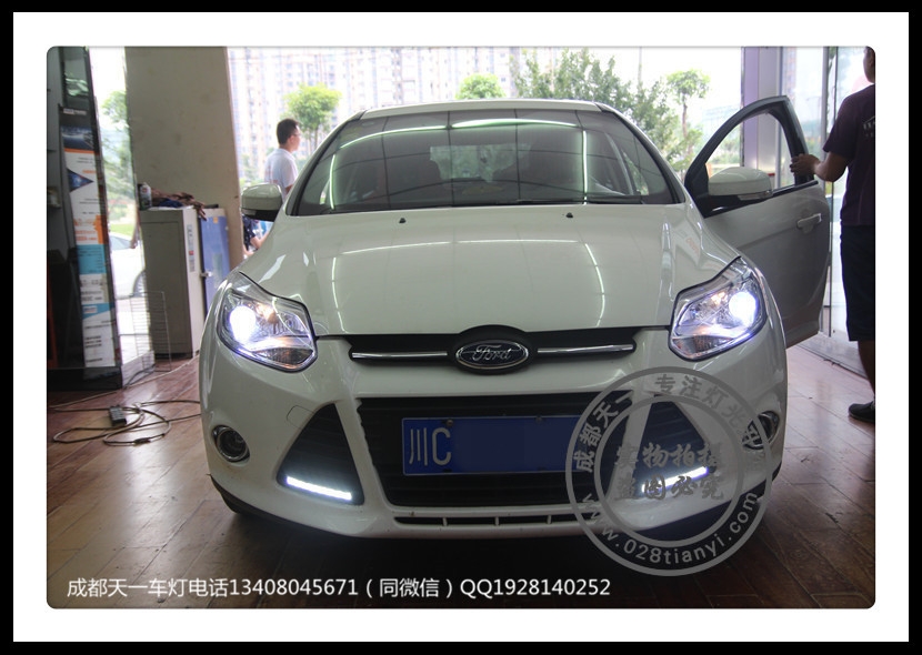 成都福克斯車燈改裝LED日行燈惡魔眼海拉5雙光透鏡