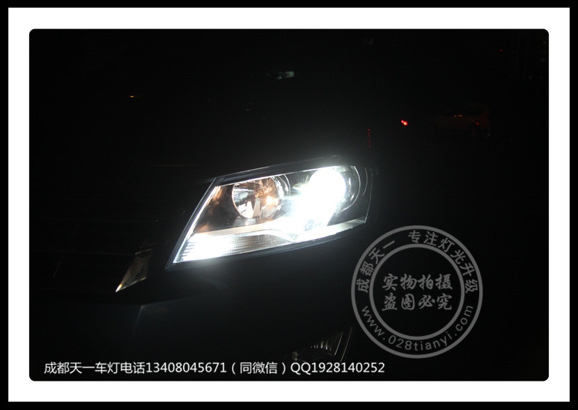 成都朗逸改裝氙氣燈LED日行燈總成Q5雙光透鏡歐司朗氙氣燈成都天一