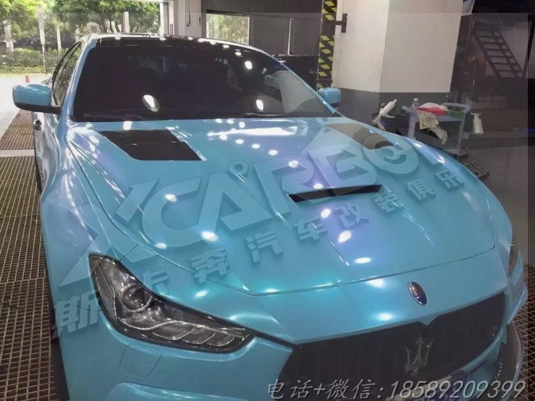 瑪莎拉蒂Maserati Ghibli改裝GT款碳纖維開孔頭蓋