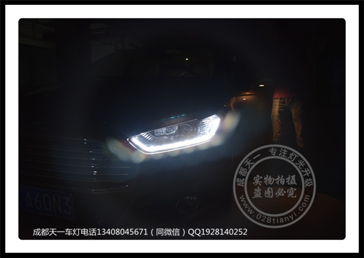 成都新蒙迪歐改裝車燈改裝LED流光日行燈總成雙光透鏡