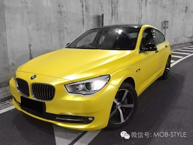 超強(qiáng)質(zhì)感 寶馬GT電光金屬黃車身改色貼膜