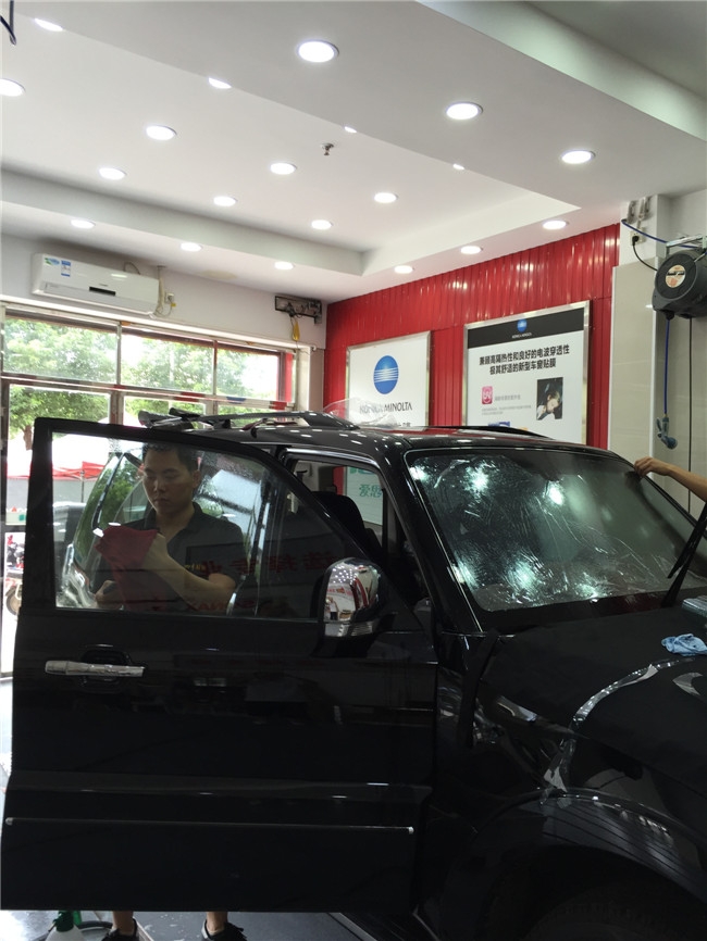 三菱帕杰羅全車龍膜太陽膜施工-四季貼膜南湖店出品