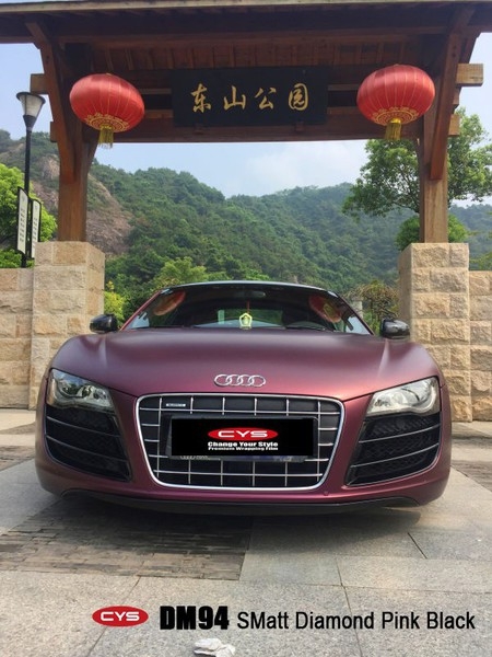 南昌貼膜改色 奧迪R8亞光鉆石魅粉車身改色貼膜