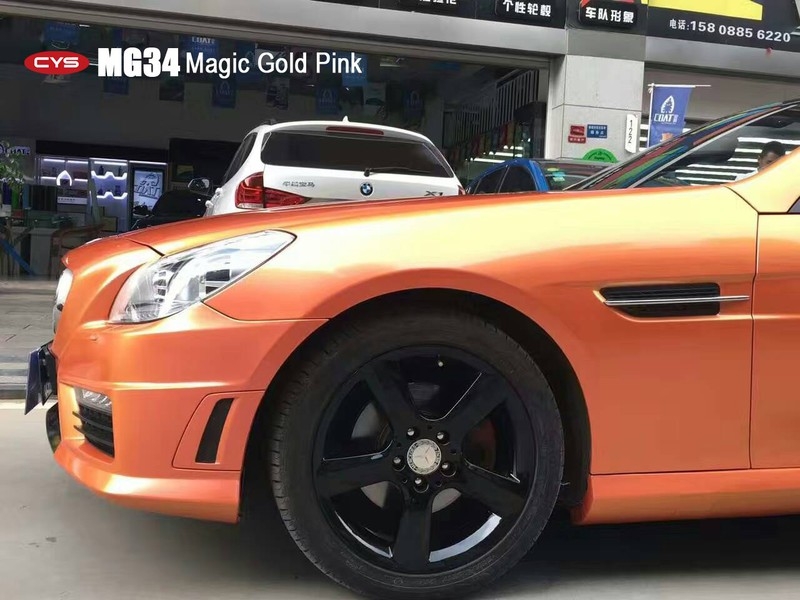 南昌車衣裳 奔馳slk200幻彩金粉車身改色貼膜