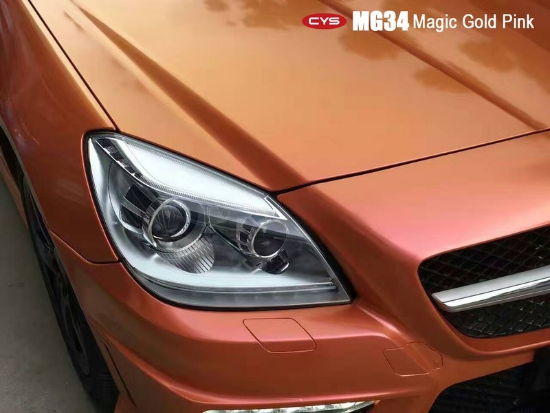 南昌車衣裳 奔馳slk200幻彩金粉車身改色貼膜