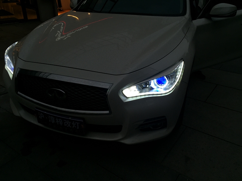 上海英菲尼迪Q50車燈改裝天使眼 LED日行燈 海拉5透鏡  氙氣燈 惡魔眼