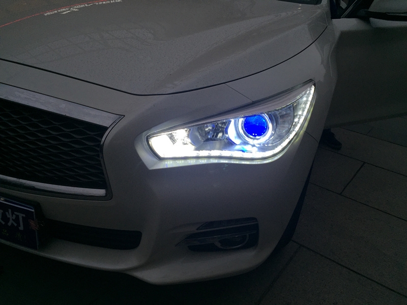 上海英菲尼迪Q50車燈改裝天使眼 LED日行燈 海拉5透鏡  氙氣燈 惡魔眼
