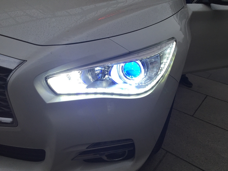 上海英菲尼迪Q50車燈改裝天使眼 LED日行燈 海拉5透鏡  氙氣燈 惡魔眼