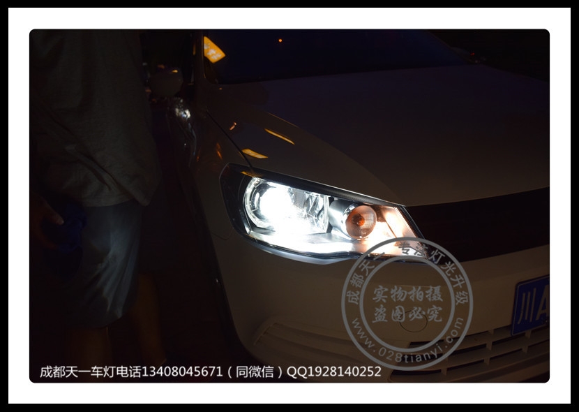 成都捷達(dá)車(chē)燈改裝升級(jí)海拉雙光透鏡歐司朗氙氣燈日行燈天一車(chē)燈