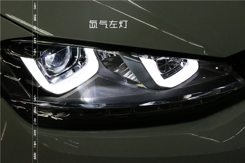 【永誠汽車】石家莊大眾高爾夫7升級氙氣燈，時宇雙U大燈總成