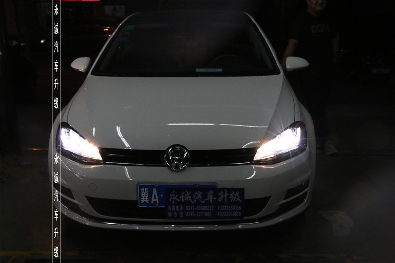 【永誠汽車】石家莊大眾高爾夫7升級氙氣燈，時宇雙U大燈總成